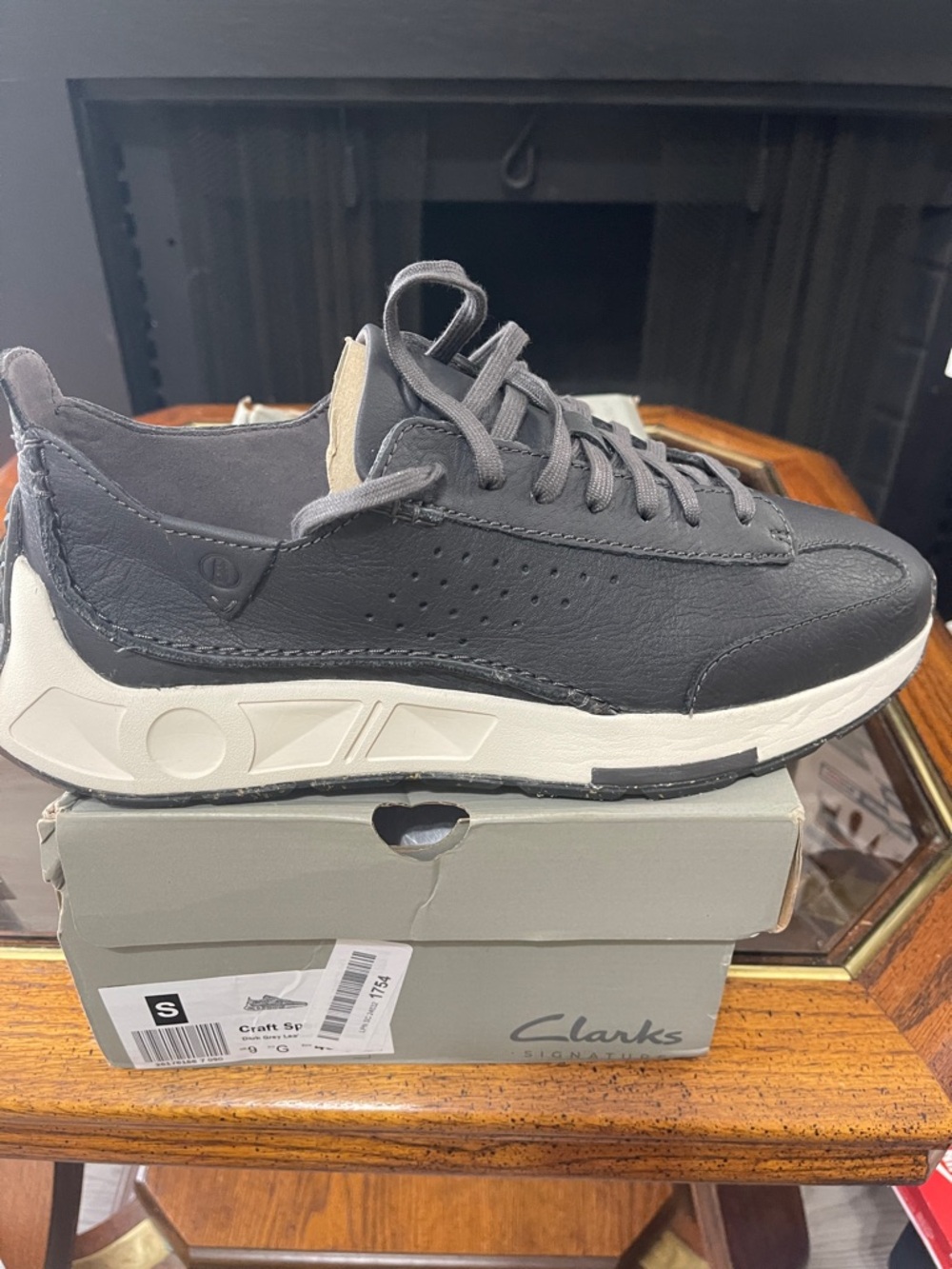 Clarks Men’s Black Leather Sneakers with Cream Sole
